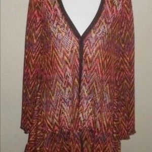 Ivy Jane cardi NWT chevron shark bite ruffle hem
